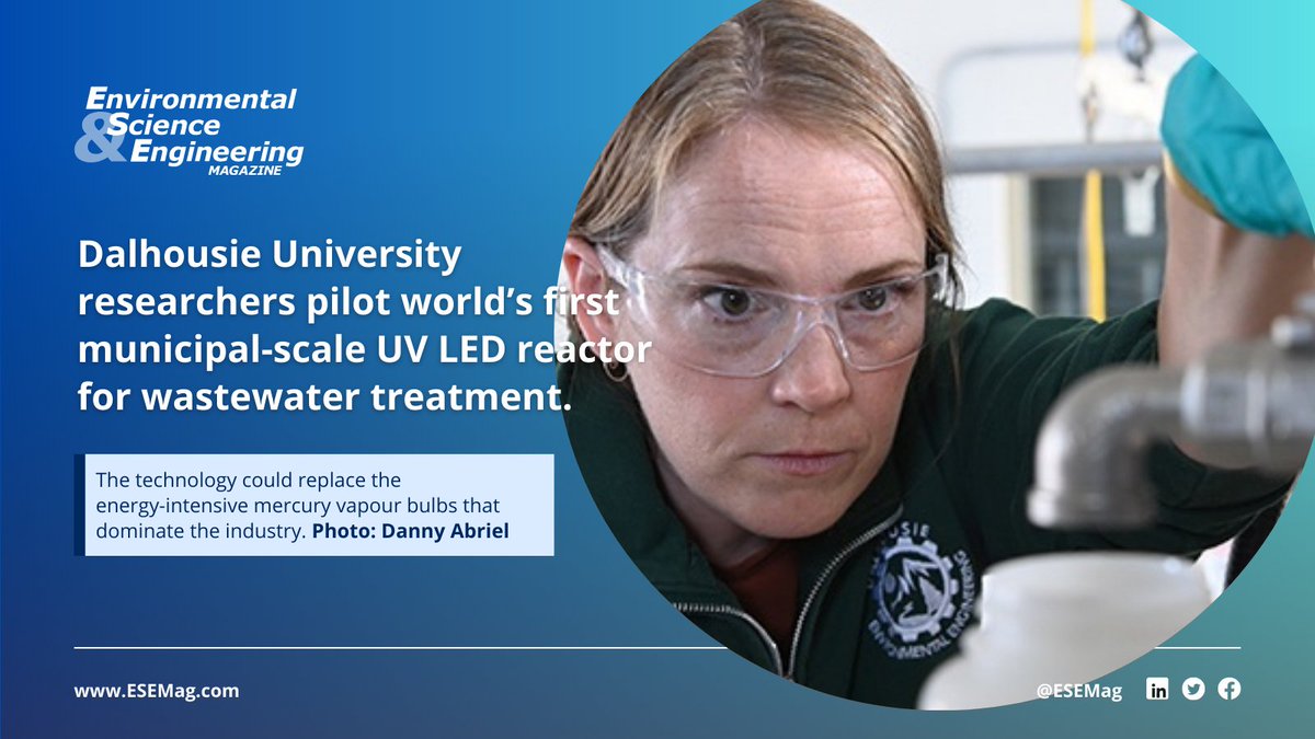 <a href="/DalWaterProf/">Graham Gagnon</a> is studying UV LED technology in municipal wastewater in collaboration with <a href="/HalifaxWater/">Halifax Water</a> and <a href="/AquiSenseTech/">AquiSense</a>, the project’s industrial UV LED partner and supplier. 
ow.ly/wch250U5sb4
#WaterTechnology #LEDInnovation #UVLight #SustainableWater