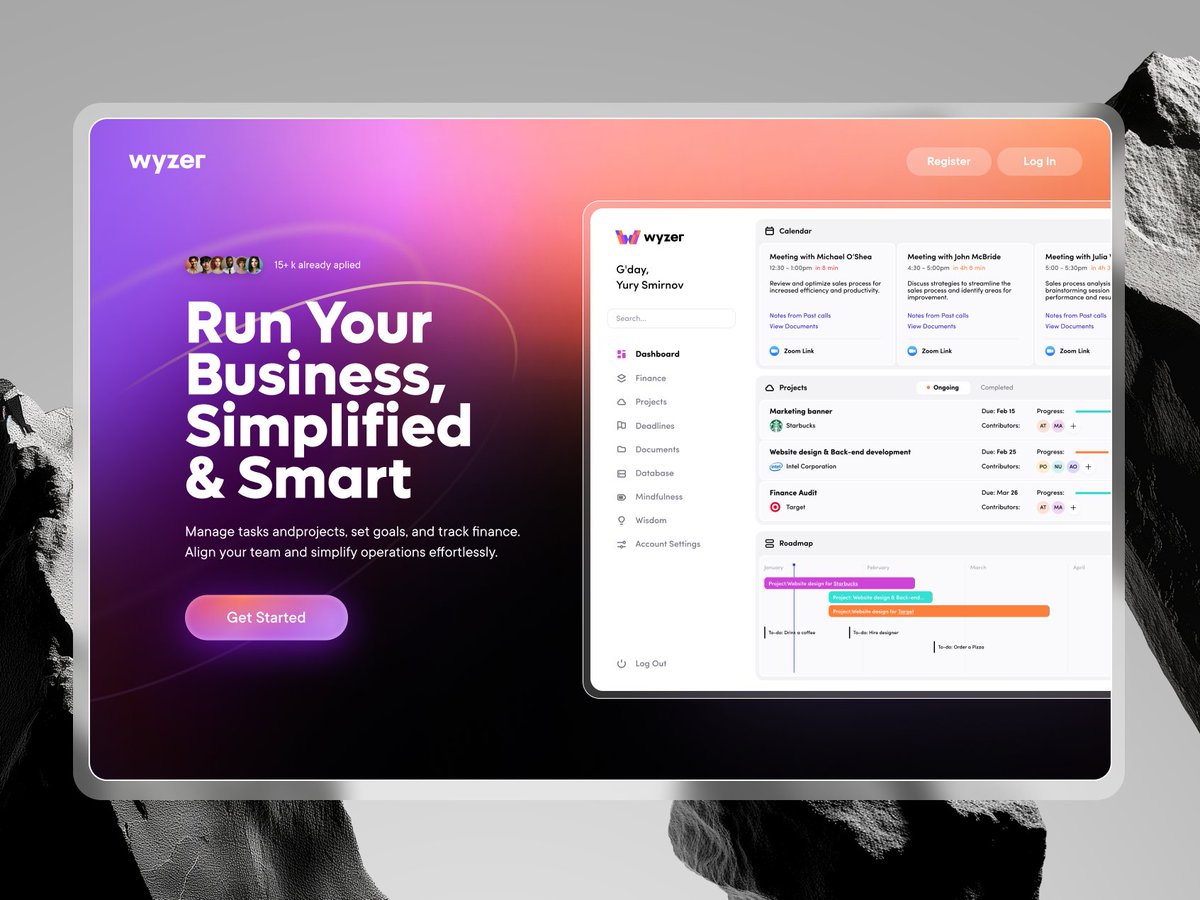 Hero section design for a SaaS product website