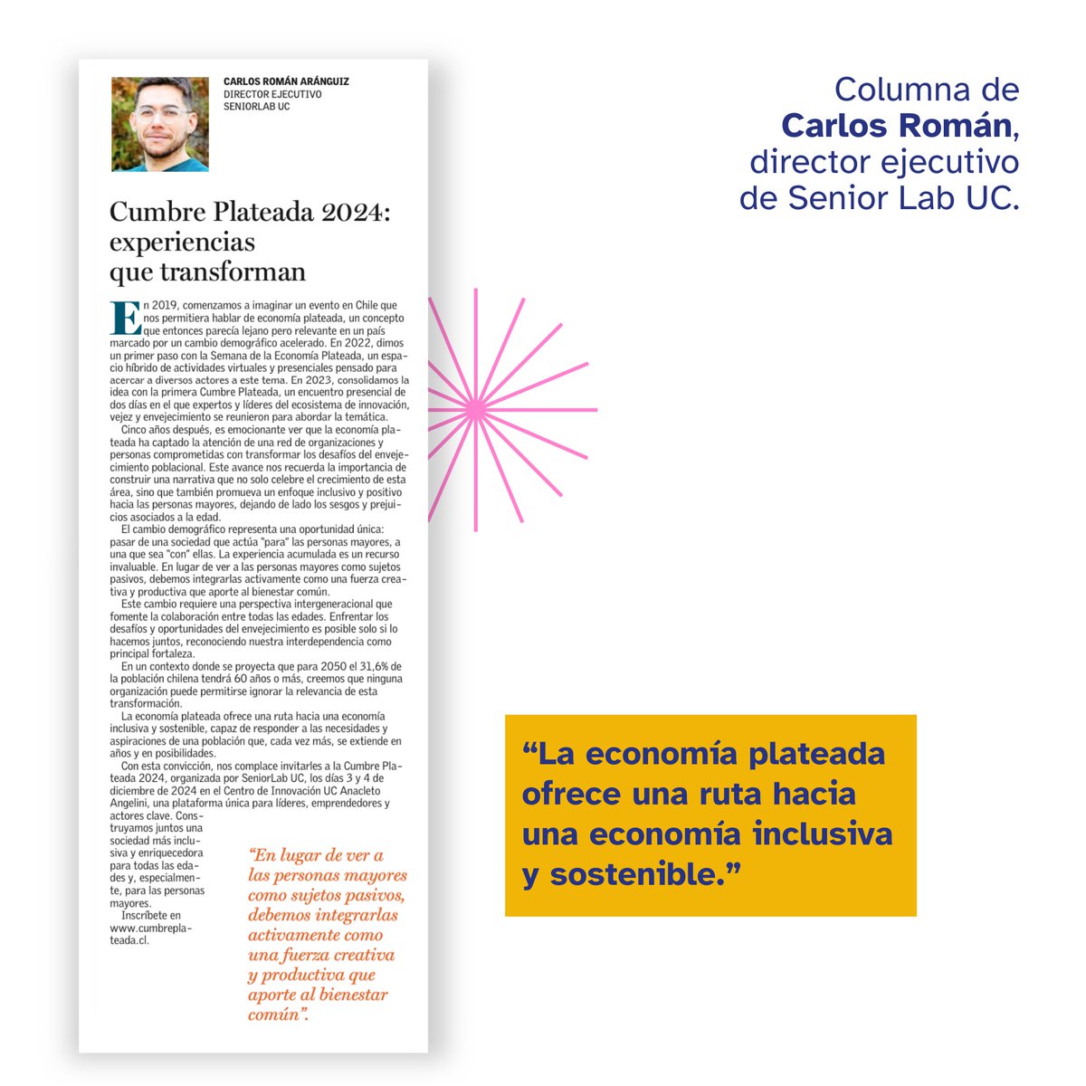 ConectaMayor's tweet image. ¡Nueva edición de Mundo Mayor!
Descubre las entrevistas de los Líderes Mayores Miguel Littin, director de cine, y Nolfa Ibáñez, educadora diferencial y Premio Nacional de Ciencias de la Educación.
Lee más aquí:
conectamayor.cl/proyectos/mund…