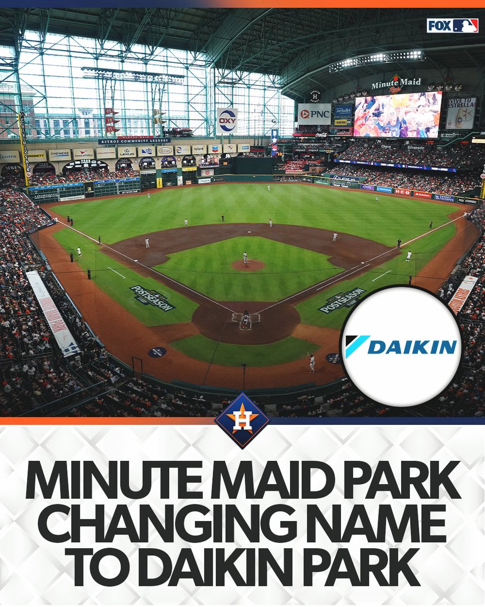The Astros announced that Minute Maid Park will change its name to Daikin Park in 2025