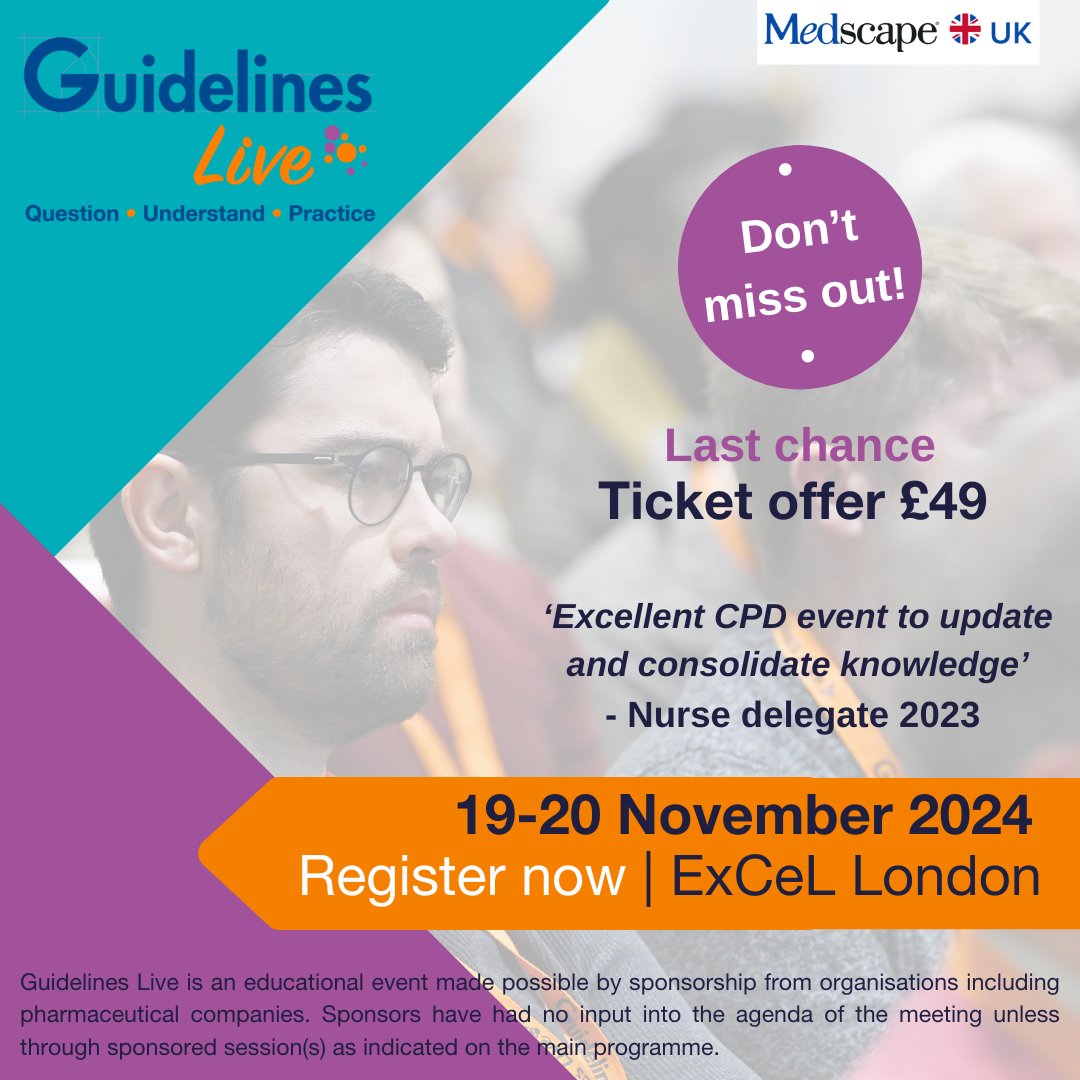 Guidelines Live 2024 opens it's doors tomorrow! If you haven't booked already, tickets are still on sale at our special offer rate of £49. Book to attend now bit.ly/3StHBNm