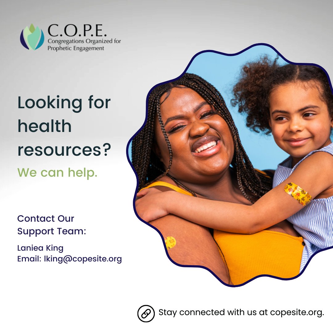 Don't wait—protect yourself and your family. The COVID-19 vaccine saves lives. Visit copesite.org to find resources in your area.

Learn more at copesite.org.
#CommunityCare #HealthEquity #COPE #COVID19 #FaithInHealth #SupportAndCare