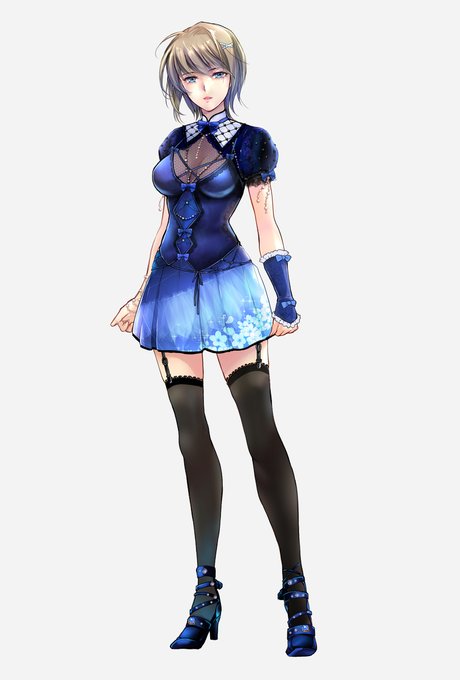 制作中ゲームのメインヒロイン!とにかく暫定デスがこれで決定です!服がものすごく最後まで試行錯誤💦
サブヒロインと対比させたかったので、色は最後まで気を使いました。 