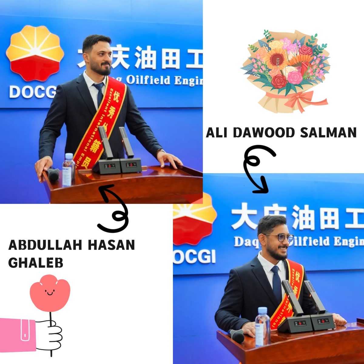 Petrochina_Iraq's tweet image. وفي نهاية شهر أكتوبر، جاء الموظفون المتميزون في شركة داتشينغ للهندسة الصينية لبتروتشاينا (DOCG)إلى الصين للمشاركة في حفل التكريم، وقد جاءوا من العراق وأوغندا وتركمانستان وتنزانيا. 👏🏼
ومن بينهم مهندسان شابان من العراق: علي داود سلمان وعبدالله حسن غالب.🥰
#CNPC #العراق #DOCG