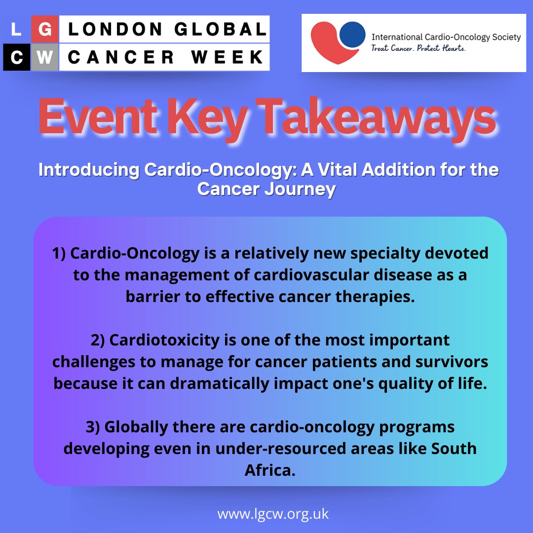 London Global Cancer Week (@lgcw2024) on Twitter photo Here are the key takeaways from the <a href="/ICOSociety/">International Cardio-Oncology Society</a> event on Introducing Cardio-Oncology: A Vital Addition for the Cancer Journey. For more information about this growing field visit IC-OS.org
Watch the webinar replay:
radcliffecardiology.com/webinars/intro… Here are the key takeaways from the <a href="/ICOSociety/">International Cardio-Oncology Society</a> event on Introducing Cardio-Oncology: A Vital Addition for the Cancer Journey. For more information about this growing field visit IC-OS.org
Watch the webinar replay:
radcliffecardiology.com/webinars/intro…