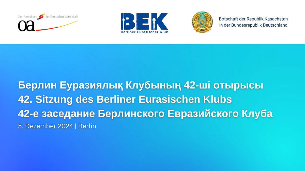 🇩🇪#Deutschland &amp; #Kasachstan🇰🇿 Neue Wege der Wirtschaftskooperation - Am 05.12. über spannende Investitionschancen und Förderinstrumente erfahren.
👉 Mehr Infos &amp; Anmeldung:
linkedin.com/feed/update/ur…

#Networking #Wirtschaft #OstAusschuss