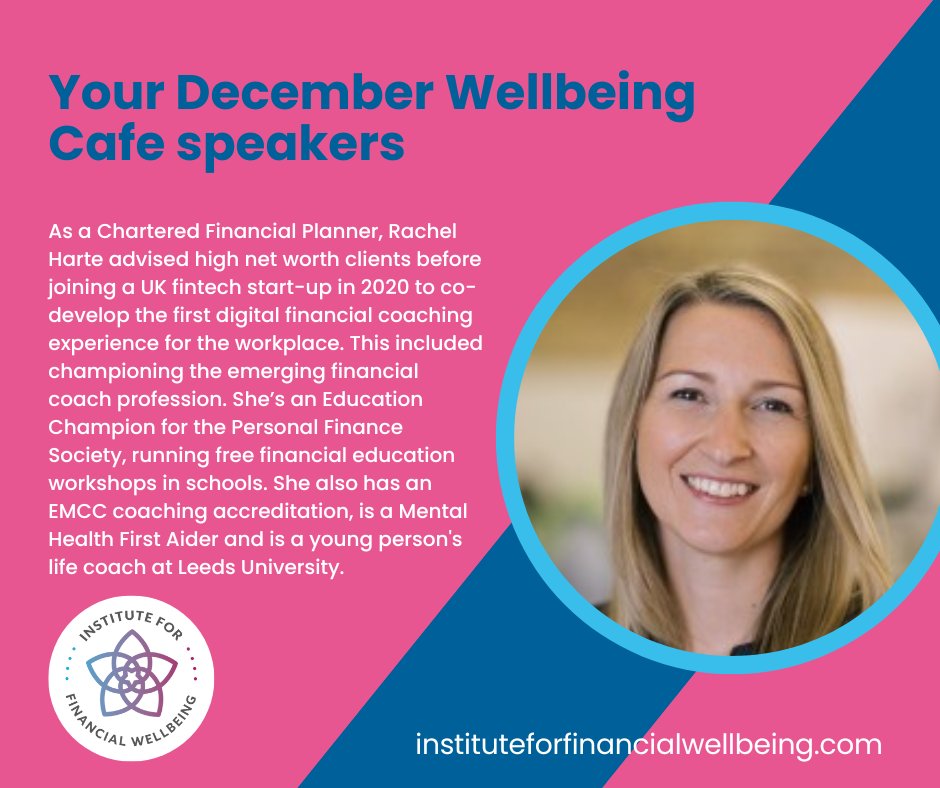 So who are your speakers for our December Wellbeing Cafe? Meet Rachel Harte, Chartered Financial Planner below, and book yourself on for 3rd December here - theifw.kartra.com/calendar/WCDec… - it's free to attend #financialwellbeing #financialfirstaid