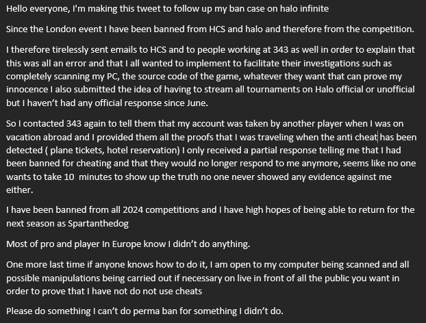 Statement of ban
