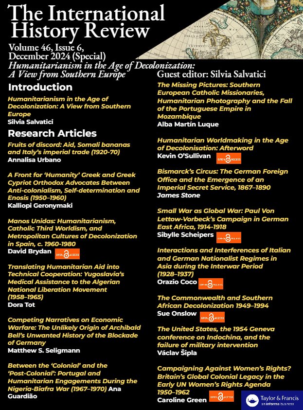 IntHistReview's tweet image. 🚨NEW SPECIAL ISSUE OF @IntHistReview Guest Ed. Silvia Salvatici (@UNI_FIRENZE)🚨
15 #researcharticles including 6 #OpenAccess look at the connections between #decolonization and #internationalaid through the experience of southern European countries.
🔗tandfonline.com/toc/rinh20/46/6
