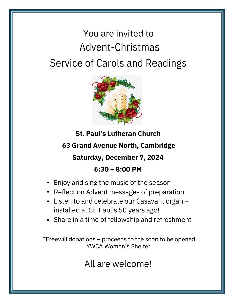 Delighted to be attending the Advent-Carol Service at St. Paul’s Cambridge December 7