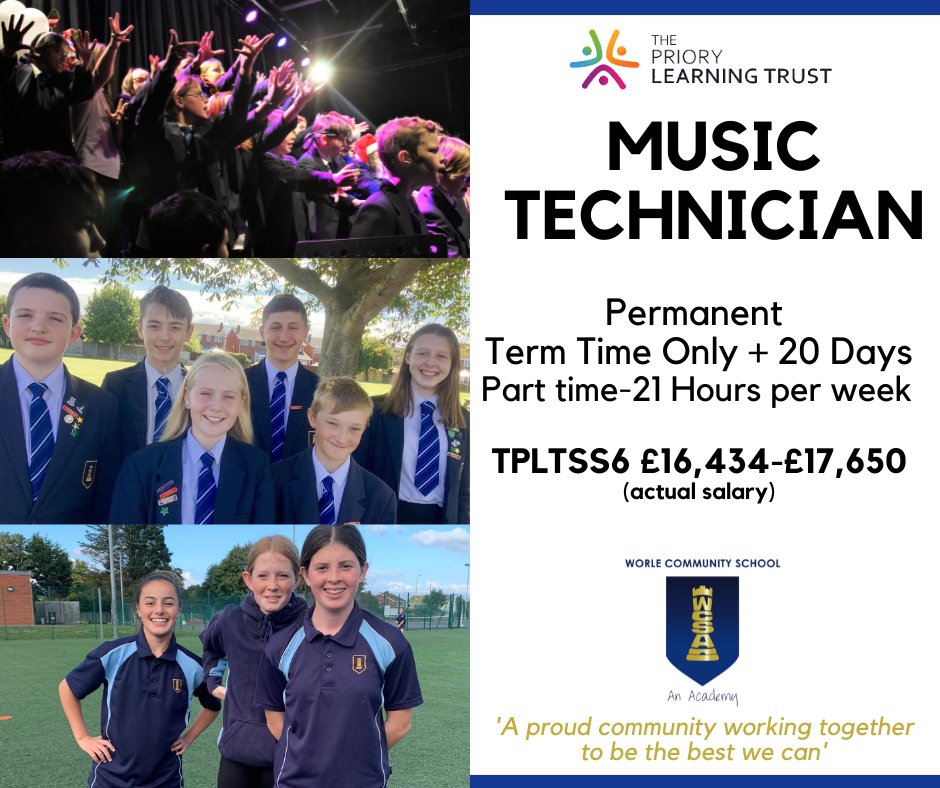 -Music Technician -

We offer high quality development opportunities and a supportive, dynamic &amp; diverse workplace, highly supported by a hands-on team in all areas. 

For more information &amp; to apply, please visit the link below; bit.ly/4fCKe96

#Growth #School