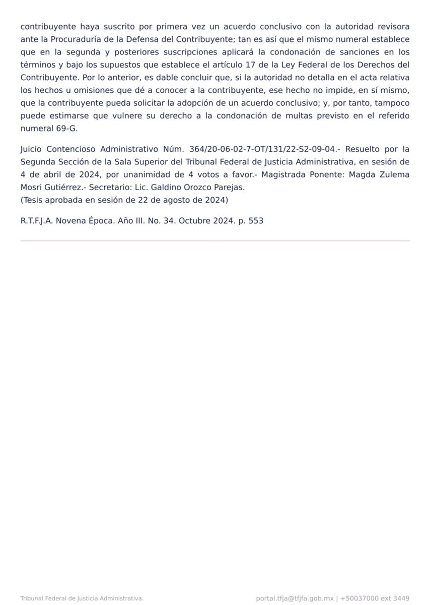 🔴 El TFJA confirma: el derecho a condonar el 100% de multas fiscales según el art. 69-G del CFF exige un acuerdo conclusivo. No basta con el acta; el contribuyente debe solicitarlo en tiempo y forma.  

Avisados están!

#LaVozdelFiscalista #PadronVillalobos
