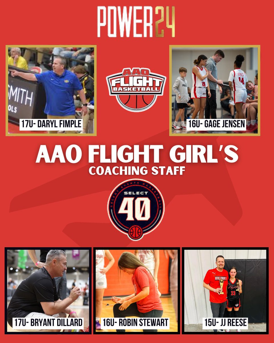 AAO Flight HS Girls 2025 Spring/Summer Head Coaches

Our Flight teams will be represented on the <a href="/SelectEventsBB/">Select Events Basketball</a> circuit on both the Power 24 and Select 40. 
Knowledgeable, passionate, developers, leaders! 

#FlyWithUs #DevelopmentU