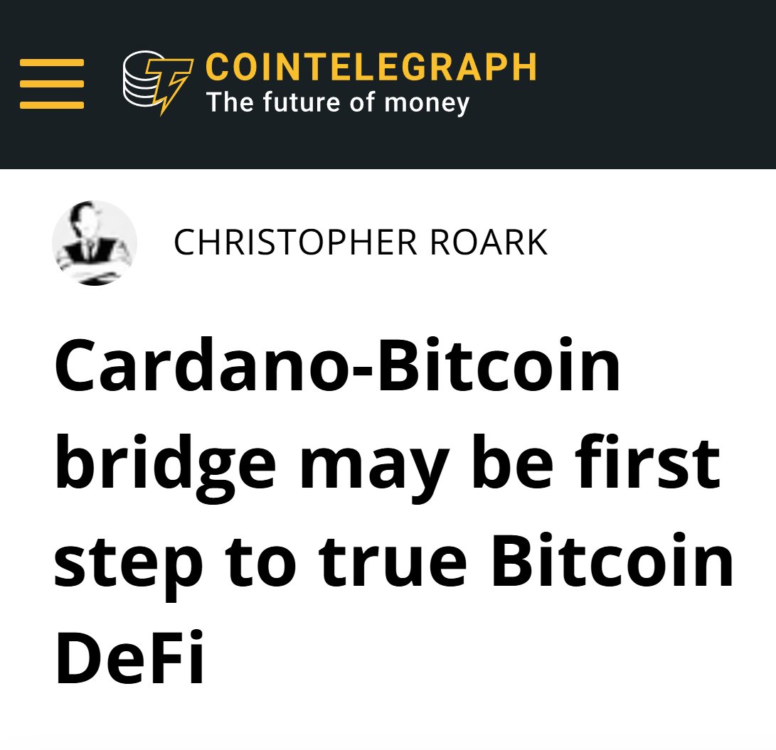 Cardano + Bitcoin via <a href="/BTC_OS/">BOS</a> in CoinTelegraph (again). 🚀 #Cardano