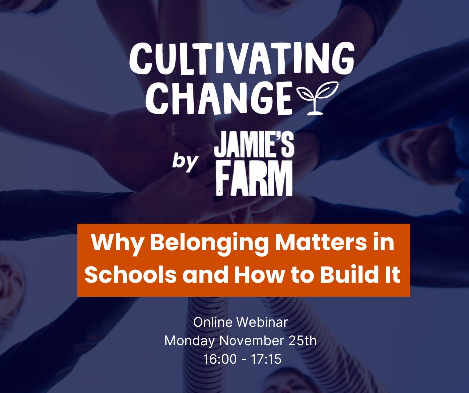JamiesFarm's tweet photo. 📢One week to go! We're getting so excited for the next #CultivatingChange webinar on why #belonging matters in schools. With expert speakers, case studies and practical actions, don't miss out on this session. For more details and to register: https://t.co/trunt5pjRM https://t.co/8mY6mNlvSN