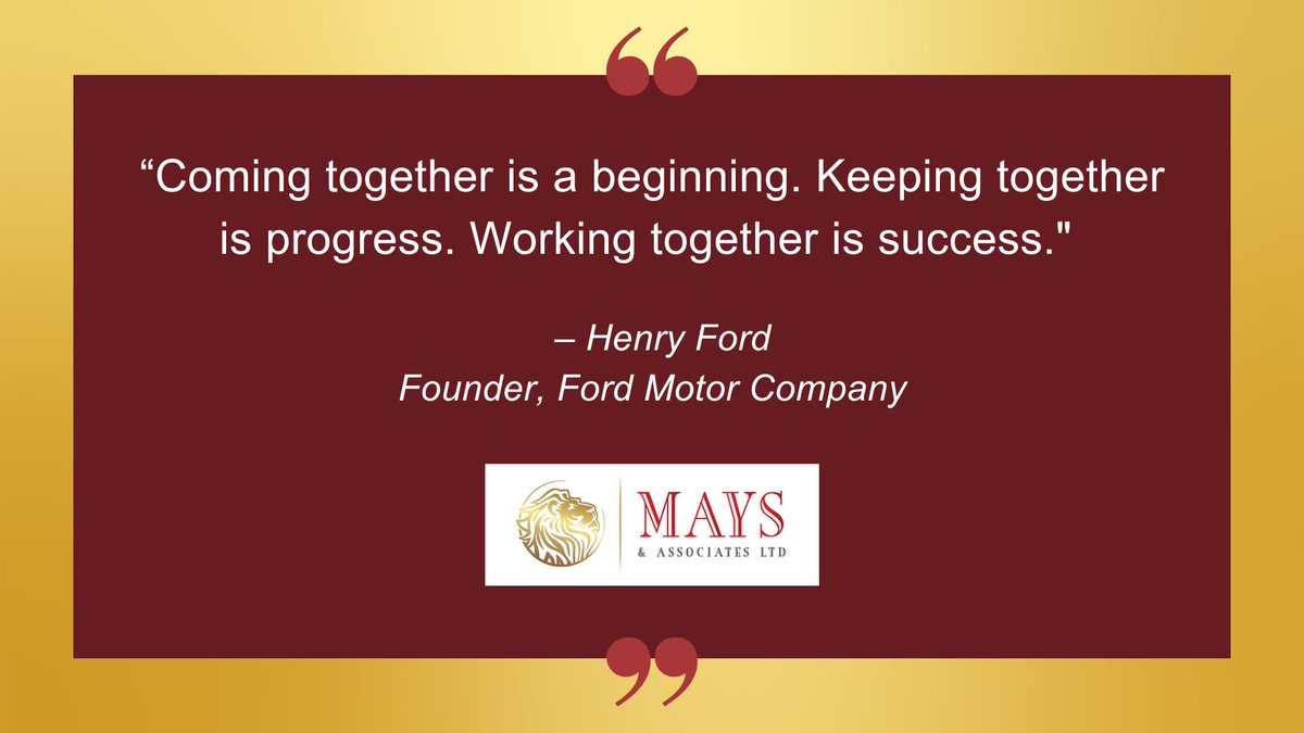 This quote by Henry Ford means that in order to achieve success, it requires effort at every stage of the process by working together and actively collaborating as a team. Teamwork helps to build the foundation for good organizational culture. 
#leadership #teamwork
