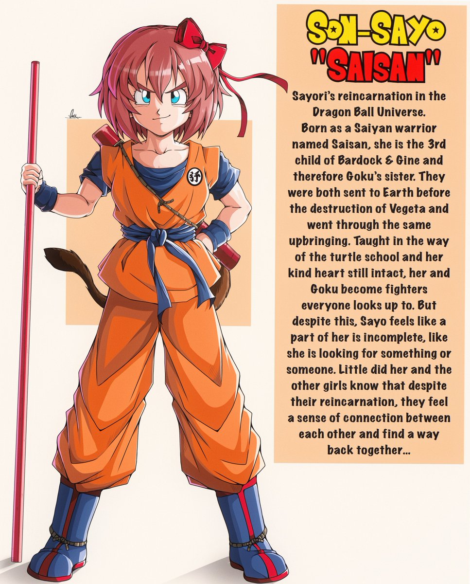 Doki Ball Z Encyclopedia📖
Son-Sayo "Saisan" - The other Saiyan raised on Earth
#DDLC #DragonBall