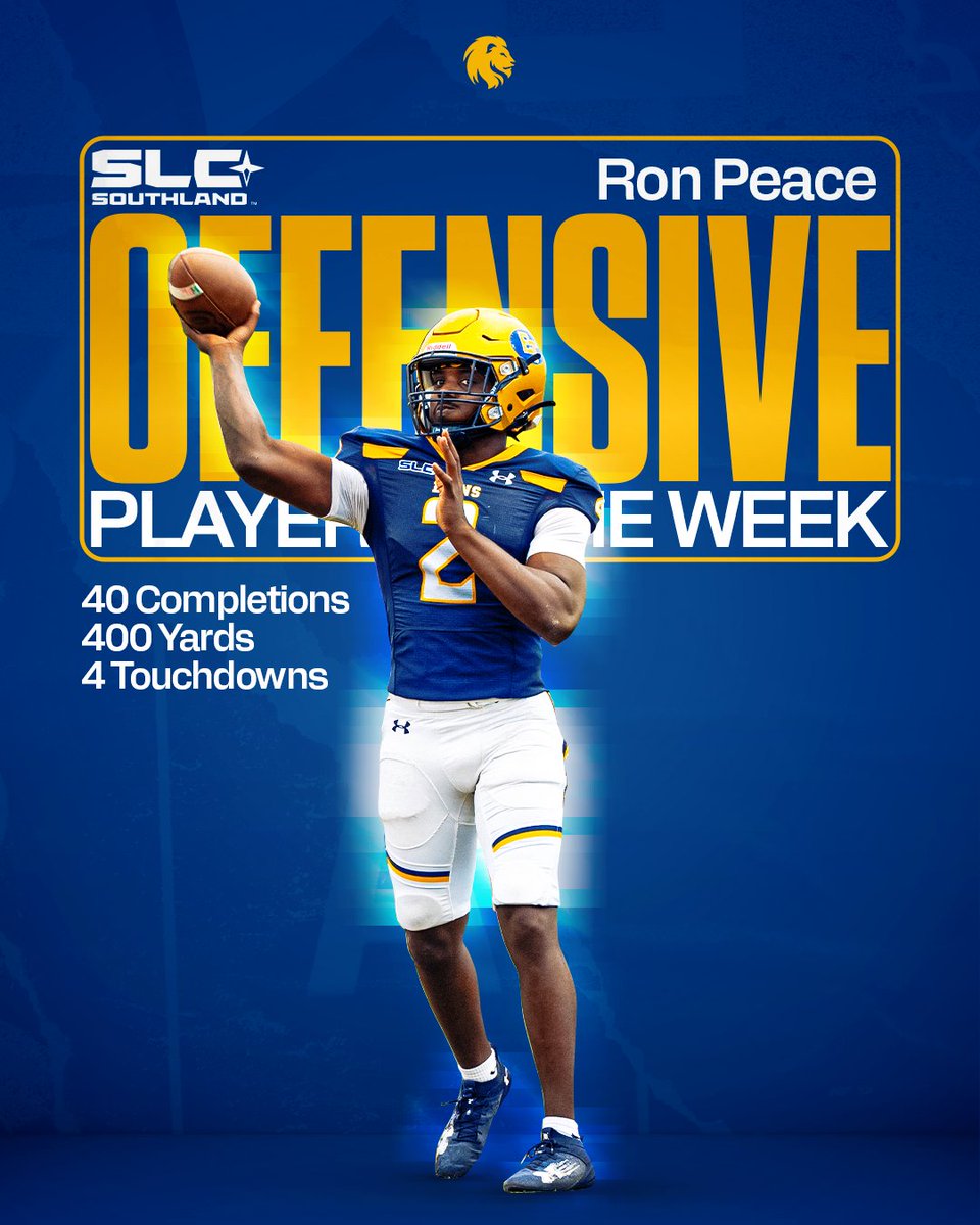 For the second time this season, Ron Peace is this week's <a href="/SouthlandSports/">Southland Conference</a> Player of the Week! #HailET 

📰: lionathletics.com/news/2024/11/1…