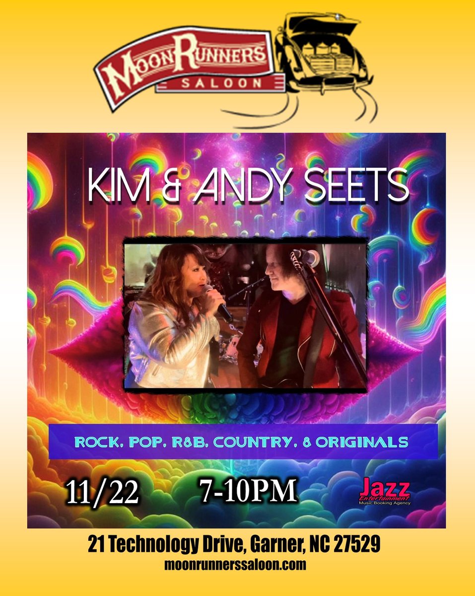 🎶🌙 Join Us at Moonrunners South Garner FRIDAY 11/22! 🌙🎶

Get ready for an electrifying night this Friday from 7-10 PM! We're thrilled to welcome the incredibly talented duo, Kim &amp; Andy Seets! 🎤🎸

 #northcarolina #supportlocals #moonshine #moonrunners #garnernc