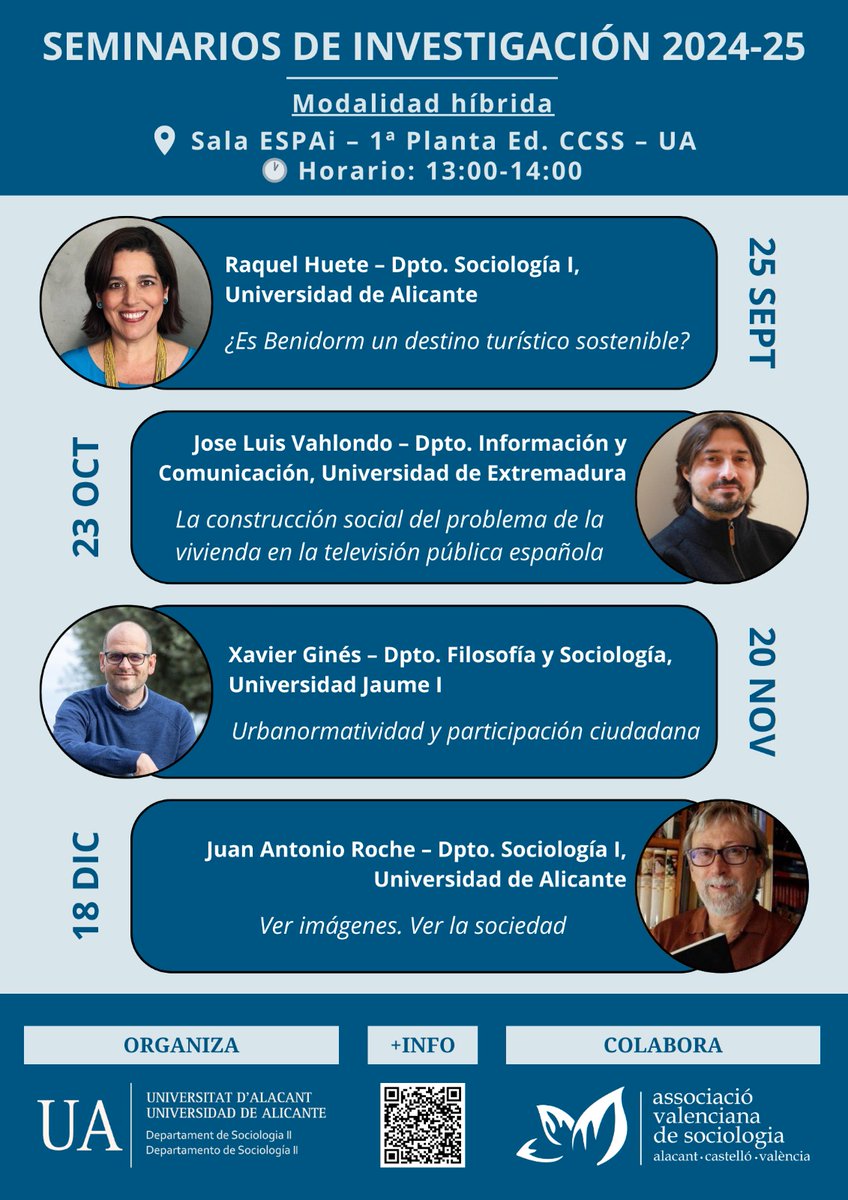 El próximo Miércoles 20 de noviembre, Xavier Ginés impartirá el seminario "Urbanormatividad y participación ciudadana" como parte de los Seminario de Investigación del <a href="/sociologia2ua/">Dpto. de Sociología II. Universidad de Alicante</a> del curso 2024-25. El seminario podrá seguirse de forma online.

¡Os esperamos! 🥳