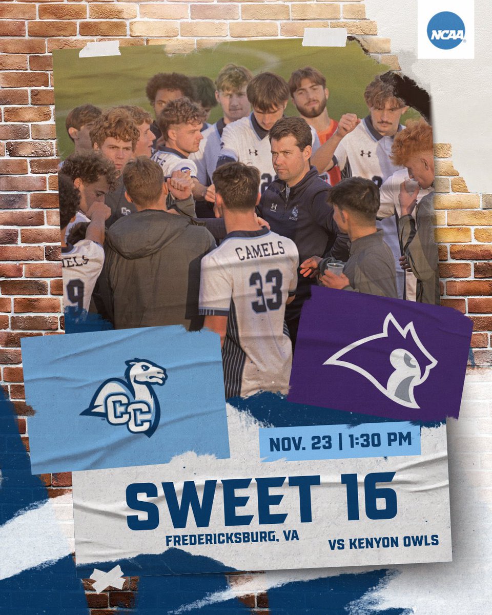 Men’s soccer will face Kenyon College in the Sweet 16 on Nov. 23 at 1:30 p.m. in Fredericksburg, VA.