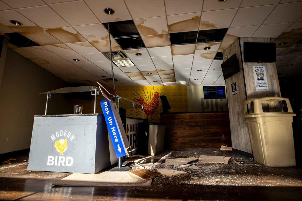 Ry_Bass's tweet image. The #Rays released photos of the damage inside Tropicana Field in the days following Hurricane Milton, and it's catastrophic.