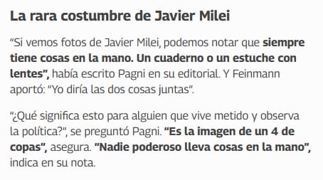 jonybigote's tweet photo. Desde que leí lo que dijo Pagni sobre la costumbre de Milei de siempre llevar algo en la mano, no puedo dejar de notarlo #4deCopas https://t.co/92aZlEzZJH