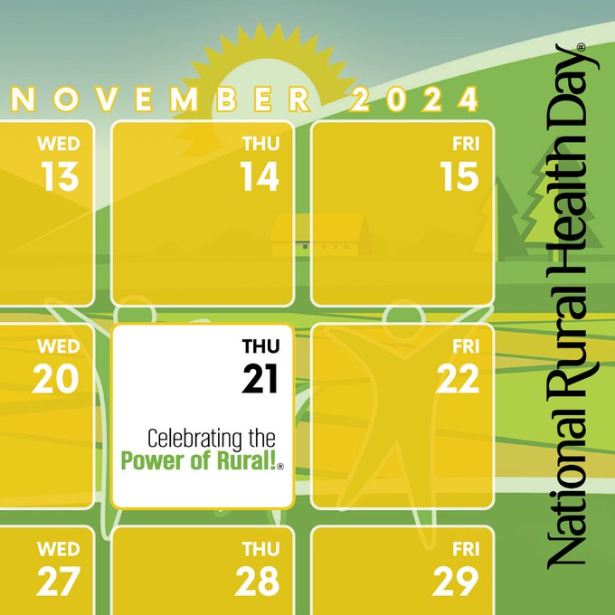 MRHAlliance's tweet photo. Save the date! Join @NOSORH and rural health organizations nationwide in celebrating the #PowerOfRural on November 21 for #NationalRuralHealthDay! ⚕️ https://t.co/5xtTeczcIh
