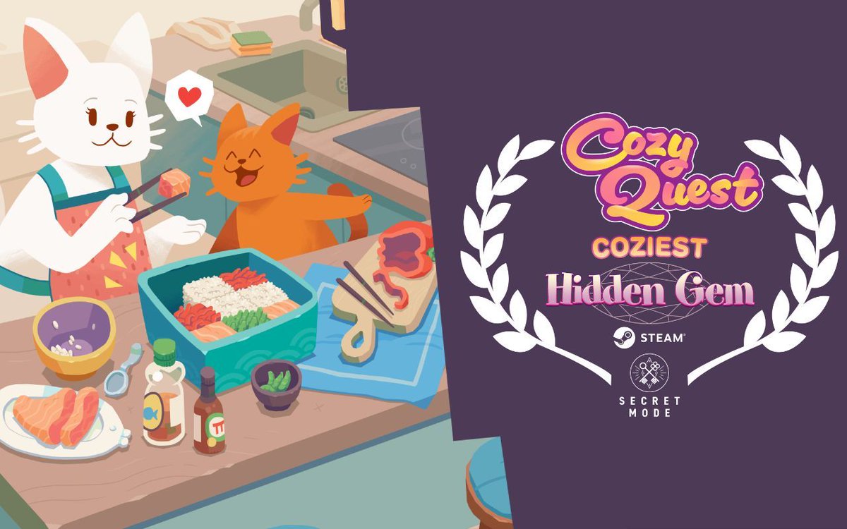 inbento won the 🛌 Coziest Hidden Gem Award ☕ at the Cozy Quest Awards!

We're grateful for everyone who's played and enjoyed our tiny cooking puzzle game - the game has 1200+ reviews on Steam now and shows no signs of stopping 🙇