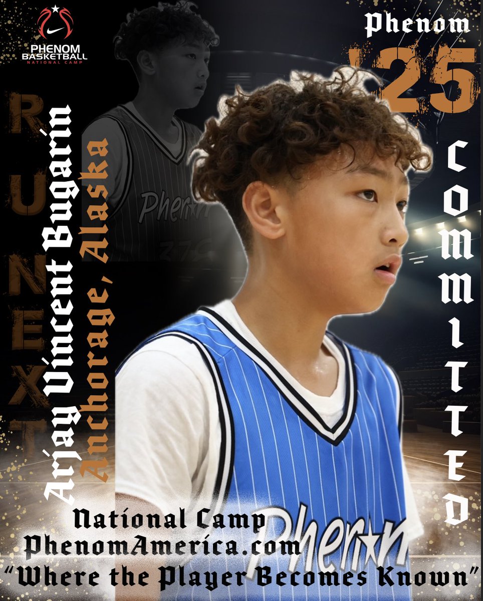 PhenomAmerica's tweet photo. Phenom Basketball is excited to announce that Arjay Vincent Bugarin from Anchorage, Alaska will be attending the 2025 Phenom National Camp in Orange County, California
.
.
#wheretheplayerbecomesknown
#PhenomAmerica #PhenomNationalCamp #Phenom150 #jrphenomcamp #GatoradePartner
#thegoatbasketball
#slammagazine
.
.
.
@its_arjayb