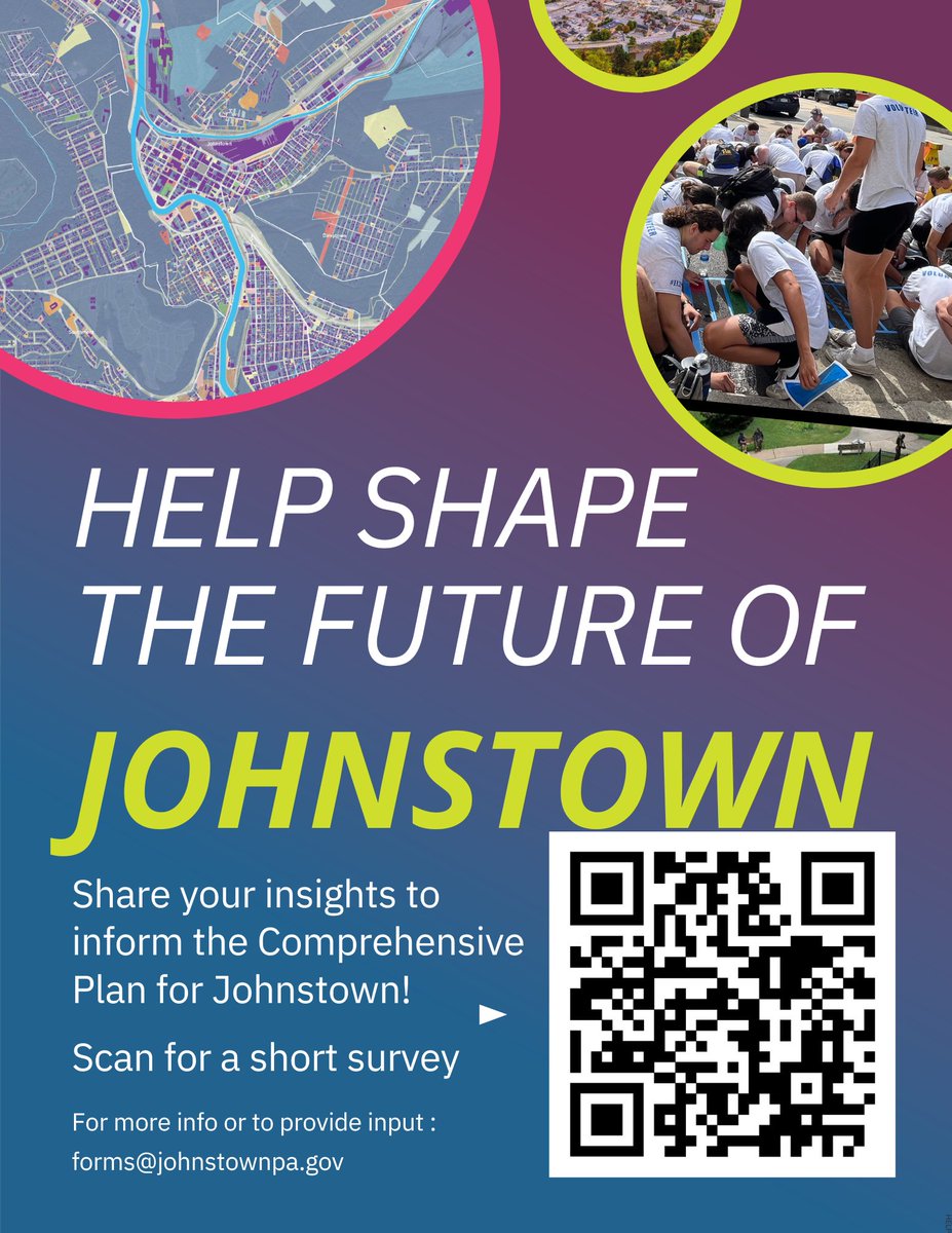 The City of Johnstown is developing a Comprehensive Plan to guide our growth in the coming years, and we need your input—our residents are key to shaping the future! Scan the QR code to take the short survey.