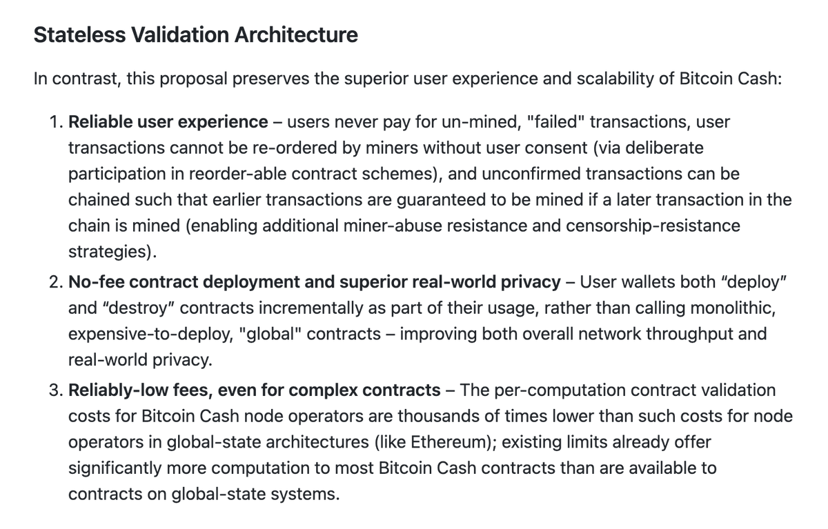 While some computations are still impractical (requiring loop unrolling and/or multi-input computation), I think BCH is within 1-2 years of exceeding ETH in contract efficiency across all remaining classes of computation.

VM limits were the messiest problem blocking Bitcoin Cash