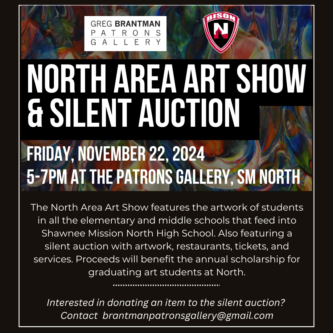 theSMSD's tweet photo. REMINDER: @SM_NORTH_HS is hosting the annual North Area Art Show on Fri, Nov. 22! Come admire student art from all grade levels and schools in the North area. This year's show will also include a silent auction to fund an art scholarship for one North senior each year! #ALLinSMSD https://t.co/iX84rmgNCx