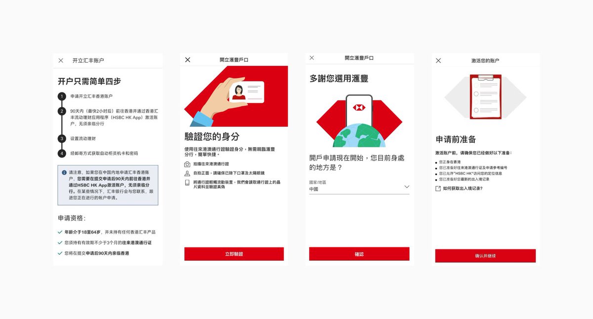 最近因为香港汇丰降低了办卡门槛，很多朋友想要去香港线下办卡。

有热心群友分享了一下中银/汇丰容易开户的网点信息，大家可以收藏一下。

图2是汇丰线上开户免排队的流程图。

虽然是线上申请，但仍然需要90天内线下到香港激活。总体上会方便一些。