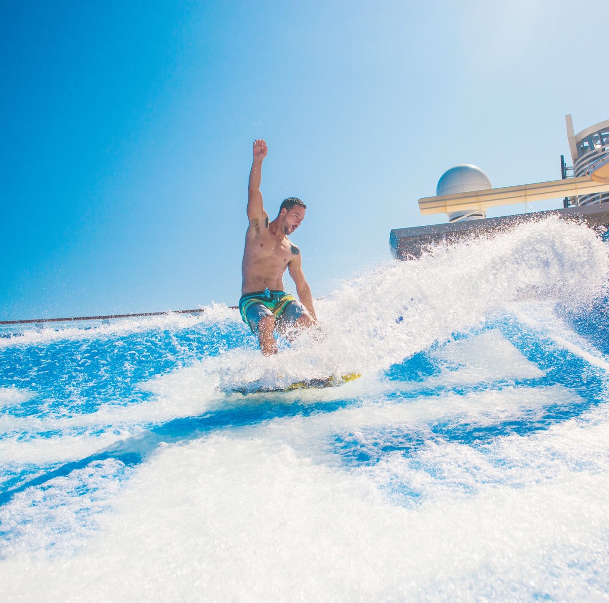 Travel_Royally's tweet image. #travelroyally Get ready to ride the waves! 🏄‍♂️  Experience the thrill of Royal Caribbean's FlowRider surf simulator and unleash your inner surfer on a 40-foot-long wave. Contact me to book your next adventure. 🌊 #RoyalCaribbean #FlowRider