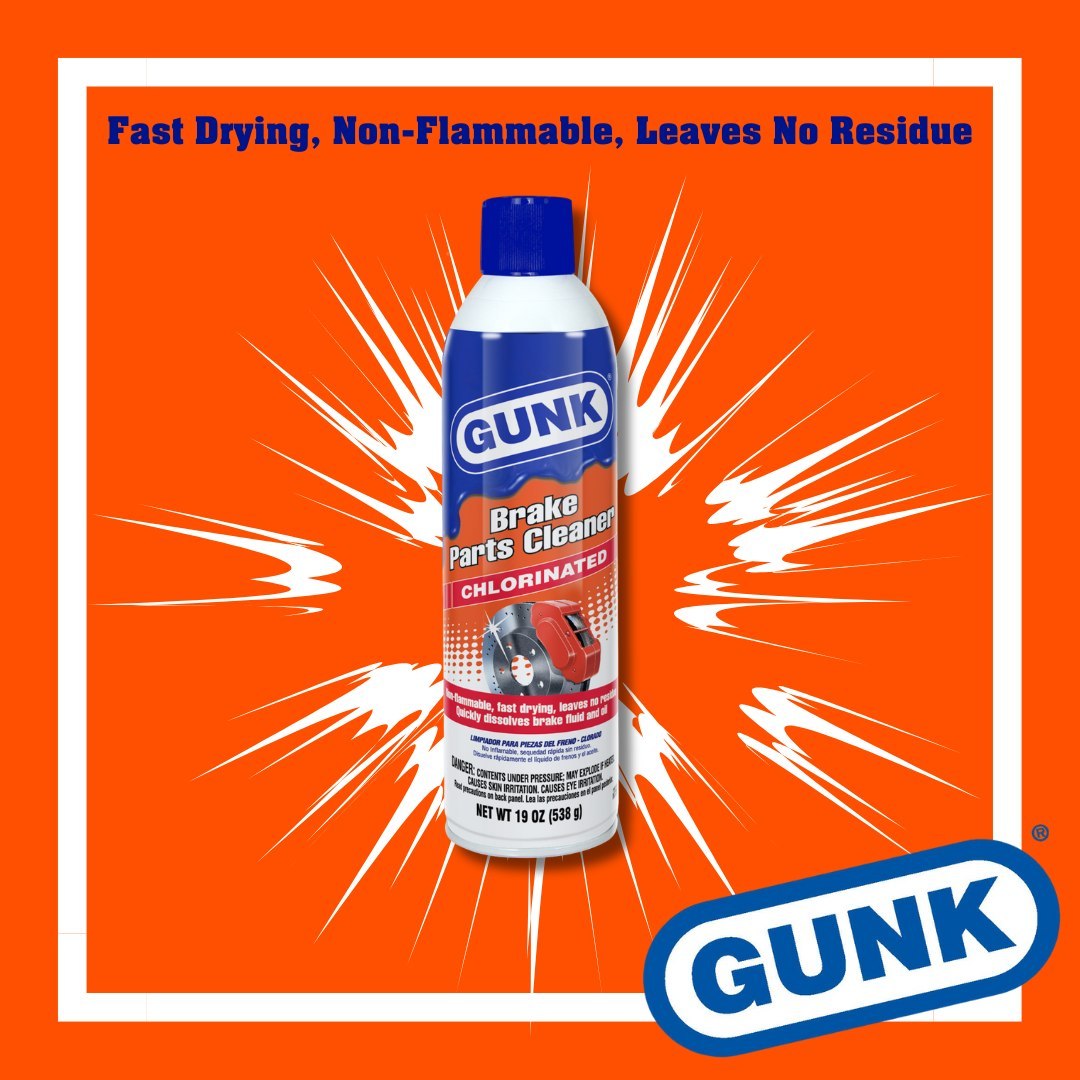 Our most powerful brake cleaner that quickly removes brake fluid, dust build-up and oil from brake parts! #GunkTough