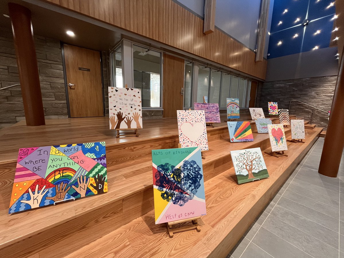 In preparation for our school blessing, each class created a canvas to represent Kindness. These beautiful canvases will be hung in the hallway to create Kindness Lane 🖼️💗 <a href="/StCeciliaHCDSB/">StCeciliaHCDSB</a>