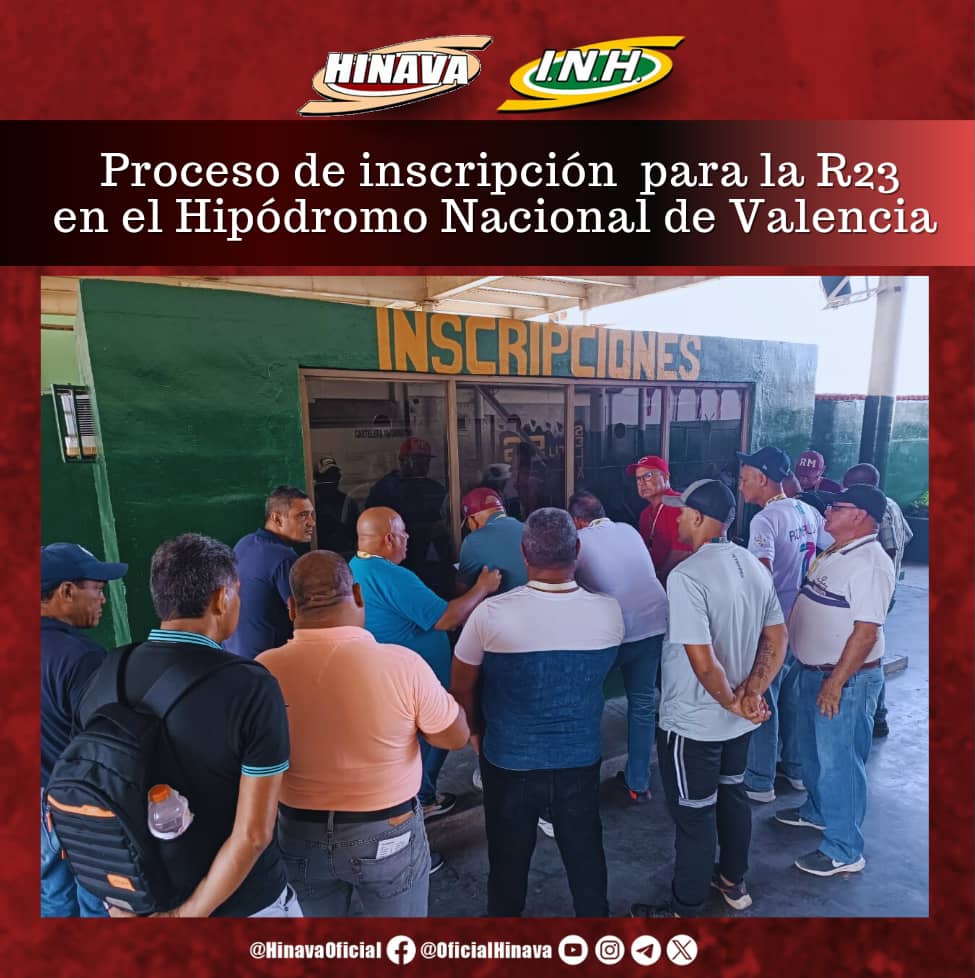♦️Hoy 18 de noviembre se realizó el proceso de inscripción para la reunión 23 del año 2024 en el Hipódromo Nacional de Valencia 🏇. 

✨ ¡Vive la emoción del deporte hípico a través de nuestra multitransmisión en redes! 📲

#Hipismo