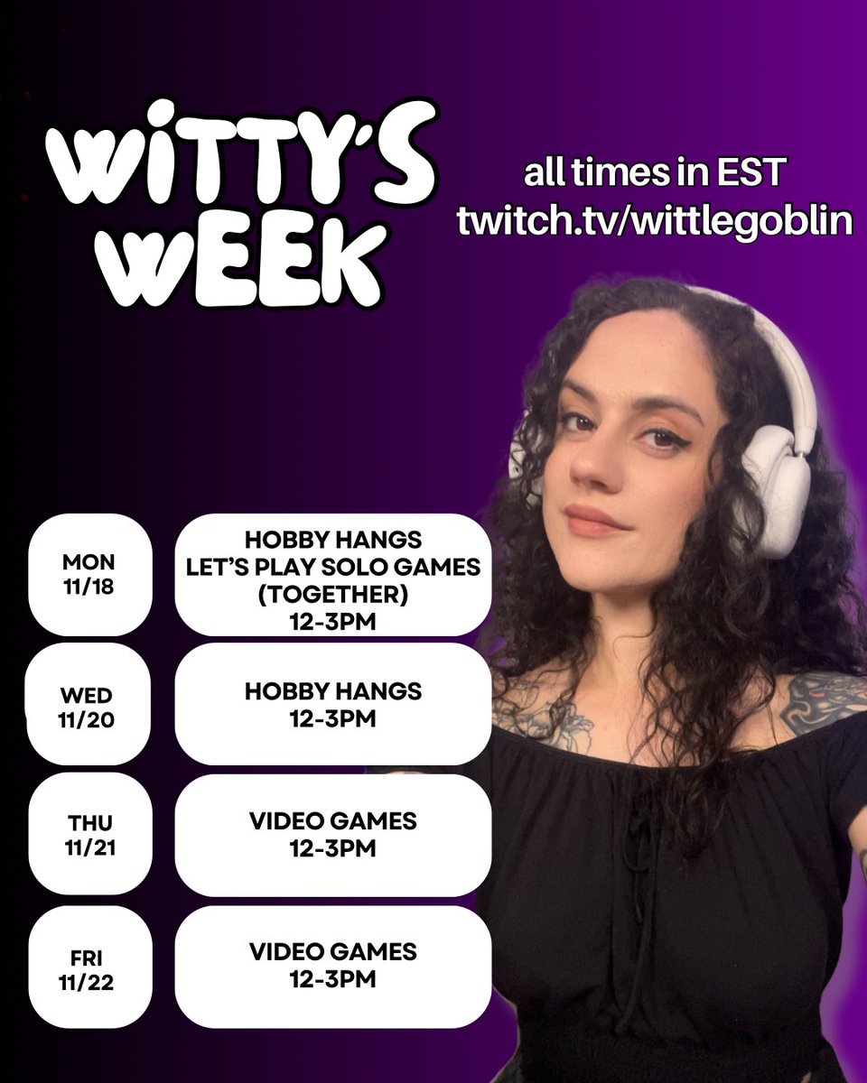 I’m back! I really missed hanging out with y’all. Note, Fridays will be day streams for a little while, I have to be available at night for family stuff. We’ll do some bonus night time hangs though 😌