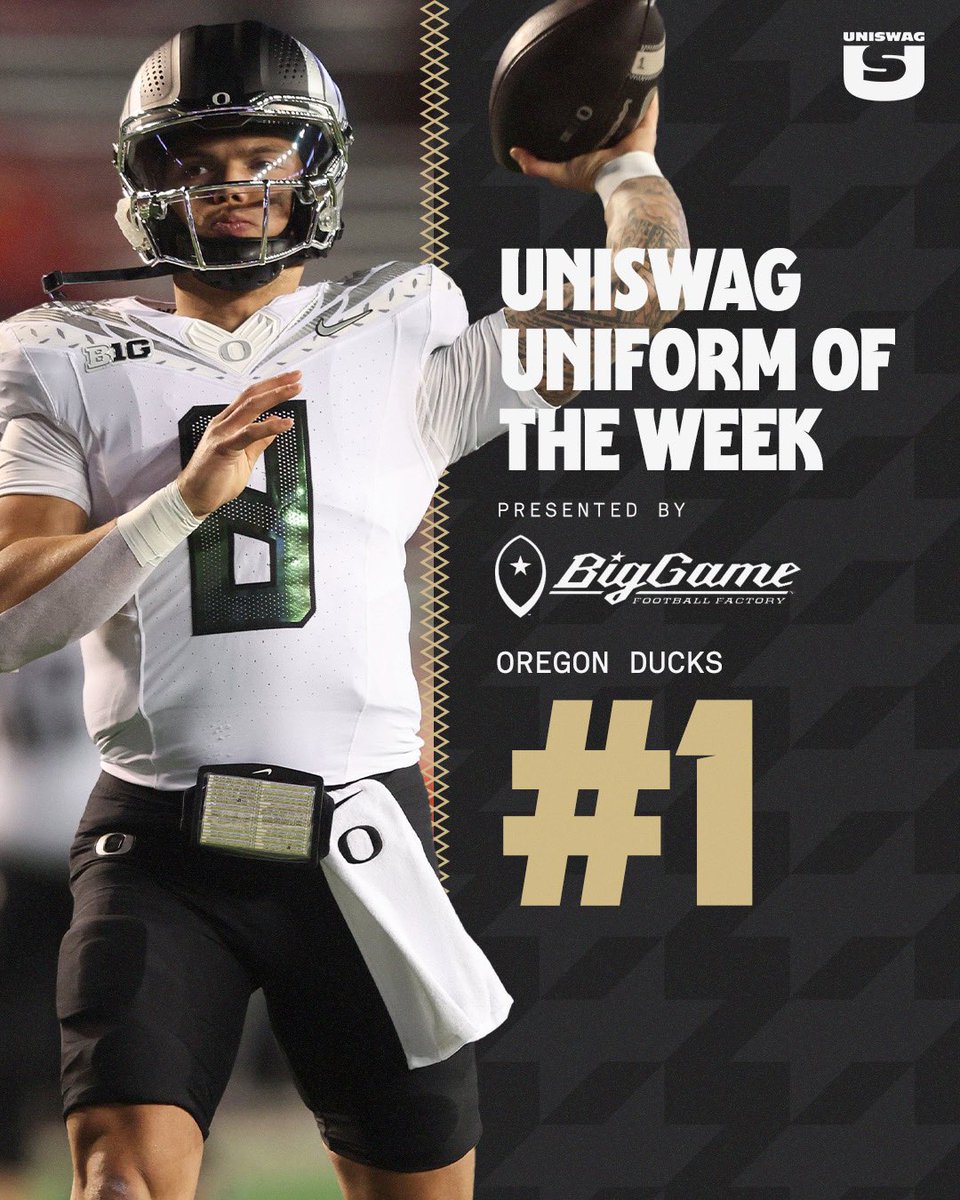 UNISWAG Week 12 Uniform of the Week Countdown presented by <a href="/BigGameUSA/">Big Game USA</a> 

#1 <a href="/oregonfootball/">Oregon Football</a> 

#uniswag