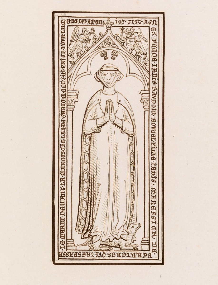 latineast's tweet photo. 📖🏛 What if #manuscriptmonday mixes with #monumentmonday and #medievalwoman?

Tombstone of Agnès de Ferrières (✝1303), wife of Baudoin Boucel, once located inside the now demolished Temple Church in Paris

[Bodleian Library, Ms. Gough drawings-Gaignières 6, f. 99r] https://t.co/BQ7QRRcPiN