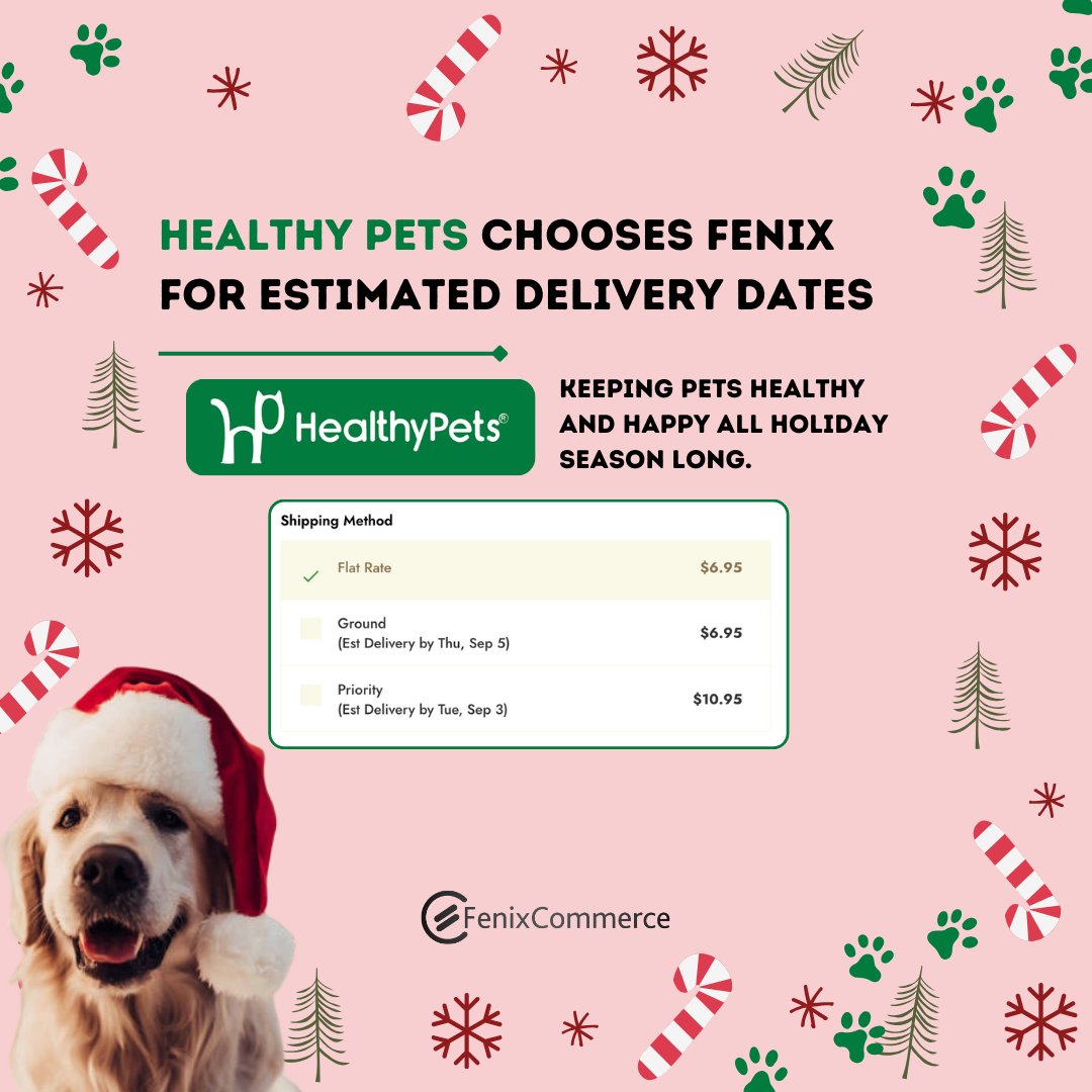 FenixCommerce's tweet image. HealthyPets, Inc. partners with FenixCommerce to provide accurate estimated delivery dates, ensuring pets stay happy and healthy this season. (and every other season ;) ...... 🎁✨ #FenixCommerce #HealthyPets #HappyHolidays