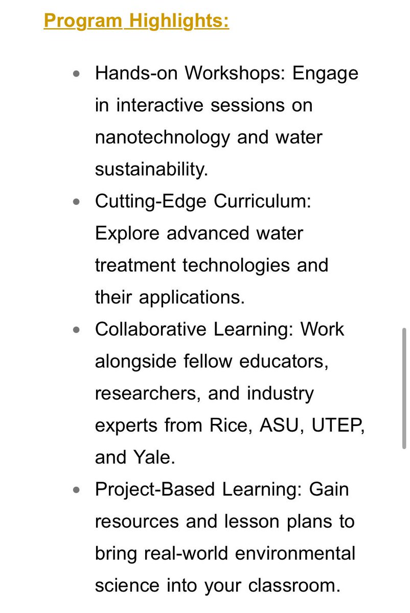 NEWT Engineering Research Center (@newtcenter) on Twitter photo Paid Professional Development for K-12 STEM Teachers at @Rice University!
Learn more about the NEET program at: buff.ly/3Ozxkgd.
Applications close on December 6, 2024. Paid Professional Development for K-12 STEM Teachers at @Rice University!
Learn more about the NEET program at: buff.ly/3Ozxkgd.
Applications close on December 6, 2024.