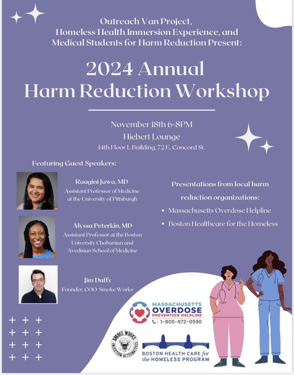 Join us for 6th Annual Harm Reduction workshop w fab MA HR orgs! It's been 11 years since founding Homeless Health Immersion Experience; so grateful to keep teaching the next gen how to meaningfully advocate and become HR champions for their patients to humanize healthcare