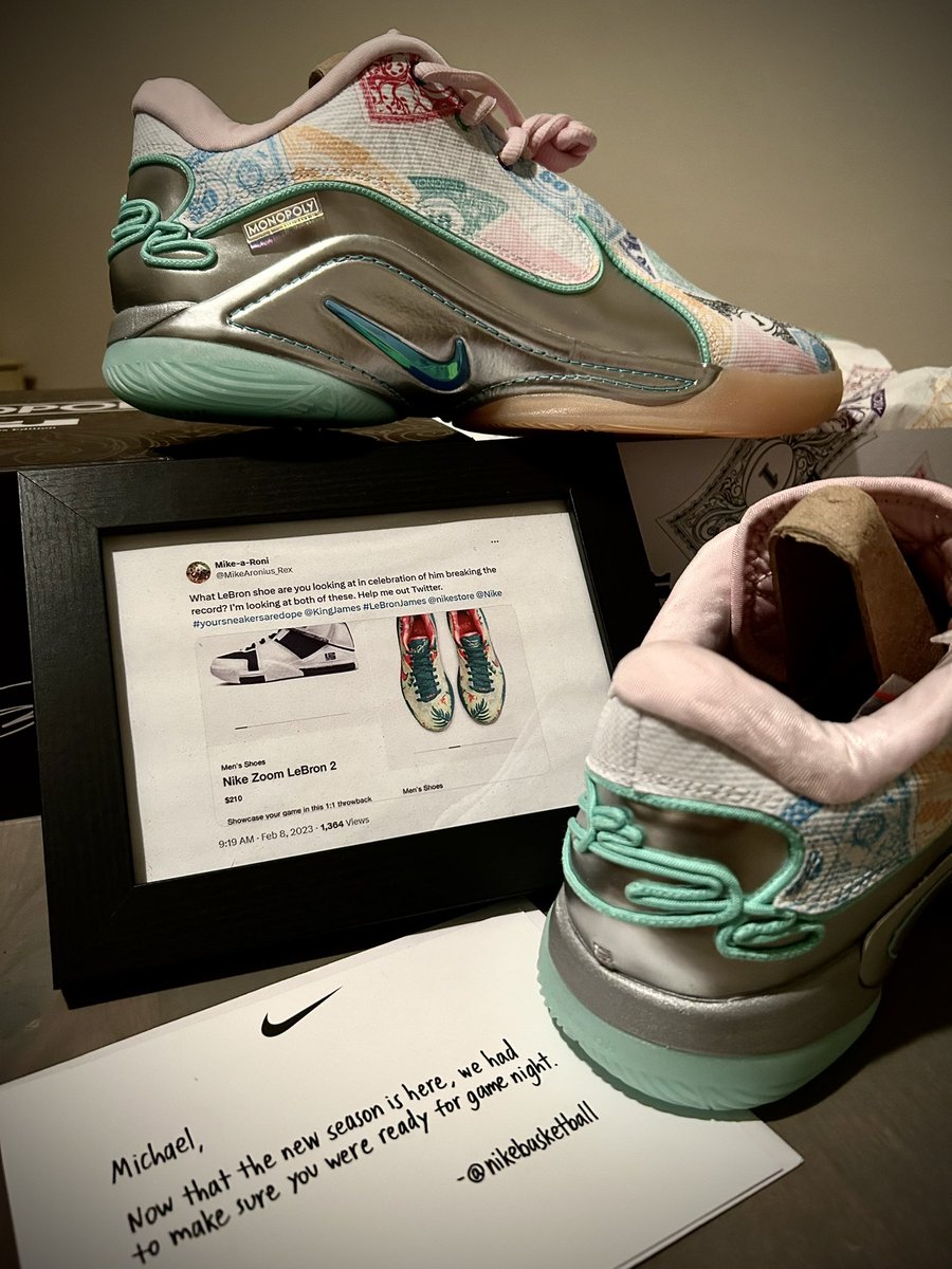Talk about making a guy feel special. I only thought the bigger accounts got blessed with the tweet packages. Thank you so much <a href="/nikebasketball/">Nike Basketball</a>. I’m definitely ready for the season now!🫡<a href="/nikestore/">Nike.com</a> <a href="/nike/">Nike</a> #LeBron22Monopoly #YourSneakersAreDope