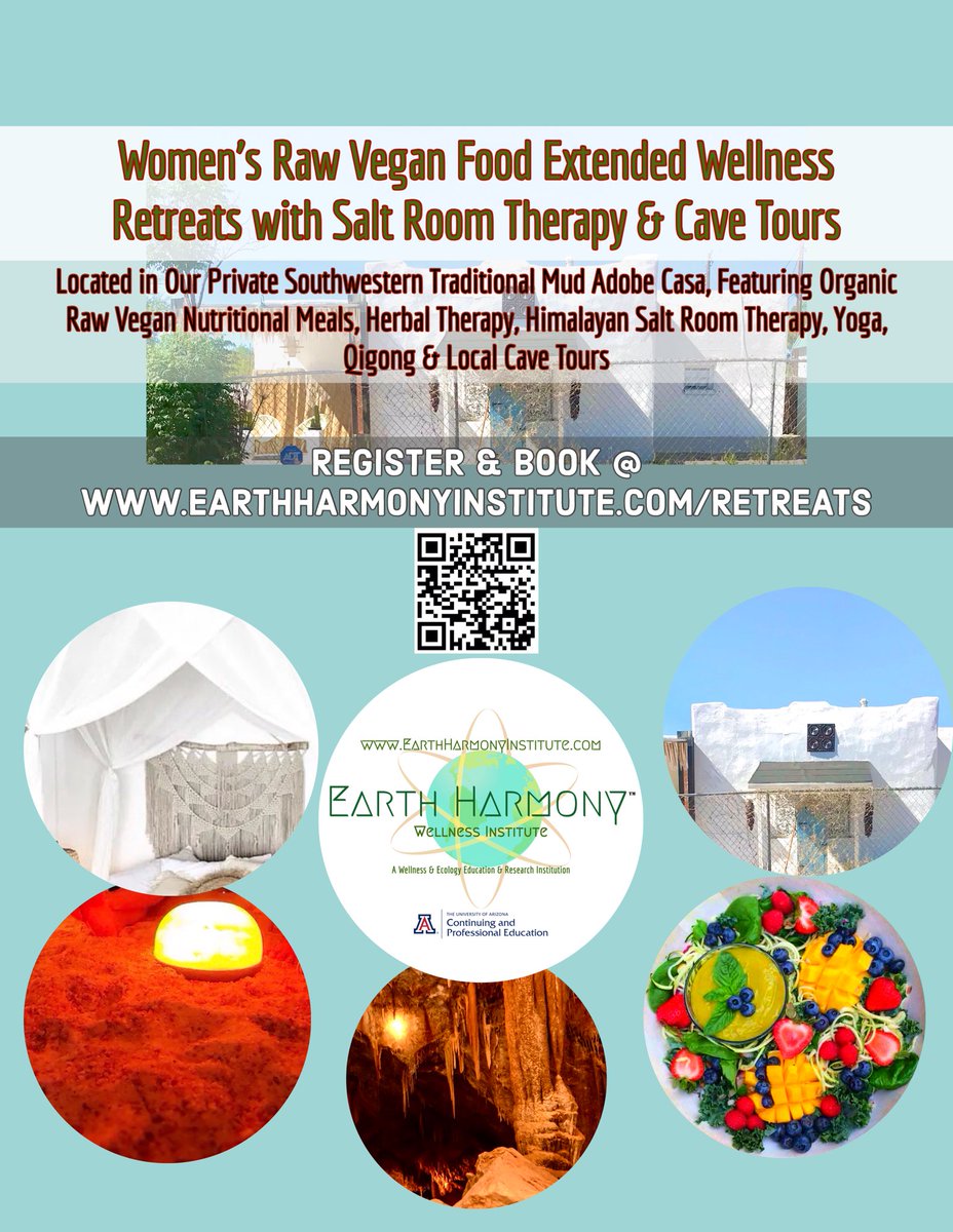 EarthHarmonyEco's tweet photo. Women’s #Raw #Vegan Food #Wellness Extended Stay #Retreats with #SaltRoom Therapy & #CaveTours
To register, visit https://t.co/OJmdlGKRXO
#nutrition #rawfood #rawfoodretreat #plantbased #vacation #spa #dayspa #yogaretreat #yoga #airbnb #womensretreats #saltcave #salttherapy https://t.co/hMRDJ06fIb