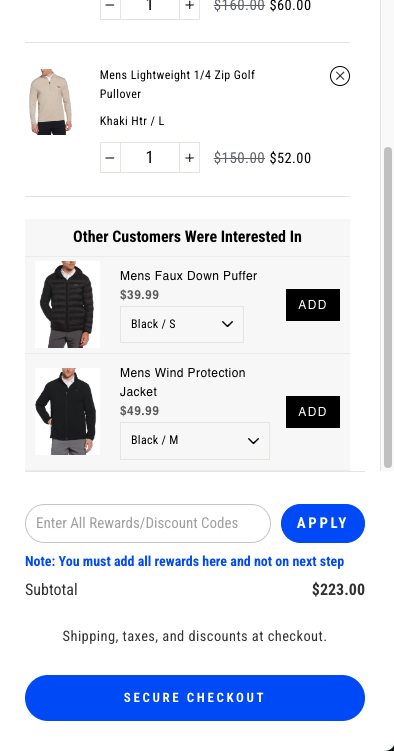 Bastawizzle's tweet photo. @CallawayGolf something wonky on the website I'm noticing. Being told the price of a product is one thing in the mini-cart but when I click in, the price jumps. See attached. Any help to adjust the price? https://t.co/MCJNmO25IX