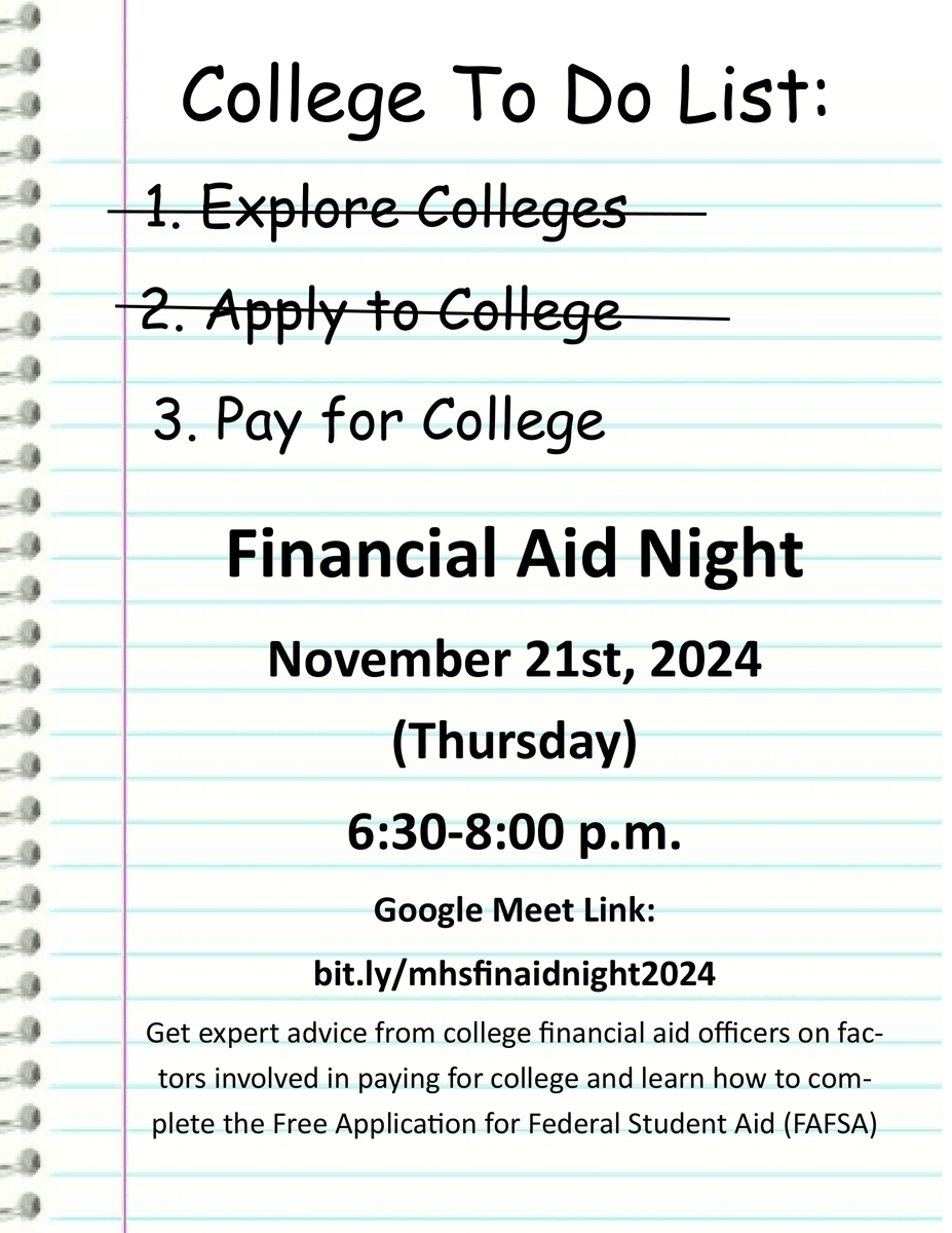 Seniors and Senior Parents - Millbrook is hosting Financial Aid Night this Thursday, November 21st from 6:30-8:00 p.m.  Join using this link: bit.ly/mhsfinaidnight…. Looking forward to seeing you there! <a href="/millbrookmagnet/">Millbrook Magnet HS</a> <a href="/Millbrook_PTSA/">Millbrook PTSA</a>