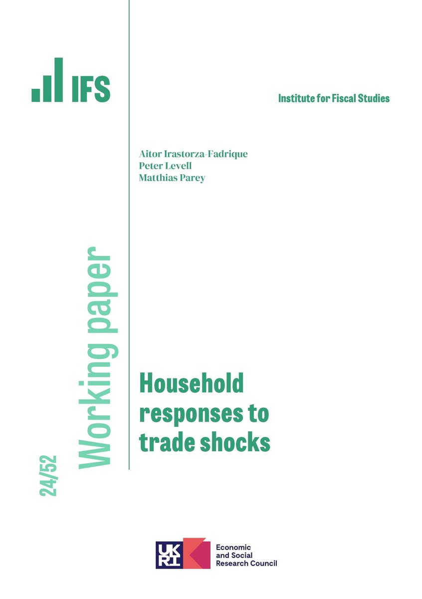 Institute for Fiscal Studies (@theifs) on Twitter photo NEW updated #IFSWorkingPaper: Household responses to trade shocks
<a href="/Aitor_IrastFadr/">Aitor Irastorza-Fadrique</a>, <a href="/levell_peter/">Peter Levell</a> and <a href="/matthiasparey/">Matthias Parey</a> study the impact of Chinese import competition in the 2000s on workers and their households in England and Wales.
Read here: ifs.org.uk/publications/h… NEW updated #IFSWorkingPaper: Household responses to trade shocks
<a href="/Aitor_IrastFadr/">Aitor Irastorza-Fadrique</a>, <a href="/levell_peter/">Peter Levell</a> and <a href="/matthiasparey/">Matthias Parey</a> study the impact of Chinese import competition in the 2000s on workers and their households in England and Wales.
Read here: ifs.org.uk/publications/h…