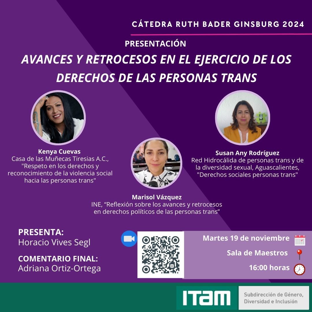 Horacio Vives Segl (@hvivessegl) on Twitter photo 📢Mañana en el <a href="/ITAM_mx/">ITAM</a>
🗓️19/Nov
1pm #MartesDeGénero con Adriana Maza
4pm Cátedra #RBG Derechos de las personas trans con <a href="/kenyacuevas101/">Kenya cuevas fuentes</a> <a href="/SusanRodAgs/">Susan Rodríguez</a> <a href="/SoliVazquez/">Marisol Vázquez</a>
<a href="/CTiresias/">Casa de las Muñecas Tiresias A.C</a> <a href="/INEMexico/">@INEMexico</a>
<a href="/DAE_ITAM/">Asuntos Estudiantiles ITAM</a> <a href="/ExITAM/">ExITAM</a> <a href="/CPoliticaITAM/">CienciaPolítica ITAM</a> <a href="/Diversidad_ITAM/">diversidad sexogenérica itam 🏳️⚧️🏳️🌈</a> <a href="/fmcpol/">Facultad Menor Ciencia Política</a>
🏳️⚧️🏳️🌈 Género Diversidad Inclusión 📢Mañana en el <a href="/ITAM_mx/">ITAM</a>
🗓️19/Nov
1pm #MartesDeGénero con Adriana Maza
4pm Cátedra #RBG Derechos de las personas trans con <a href="/kenyacuevas101/">Kenya cuevas fuentes</a> <a href="/SusanRodAgs/">Susan Rodríguez</a> <a href="/SoliVazquez/">Marisol Vázquez</a>
<a href="/CTiresias/">Casa de las Muñecas Tiresias A.C</a> <a href="/INEMexico/">@INEMexico</a>
<a href="/DAE_ITAM/">Asuntos Estudiantiles ITAM</a> <a href="/ExITAM/">ExITAM</a> <a href="/CPoliticaITAM/">CienciaPolítica ITAM</a> <a href="/Diversidad_ITAM/">diversidad sexogenérica itam 🏳️⚧️🏳️🌈</a> <a href="/fmcpol/">Facultad Menor Ciencia Política</a>
🏳️⚧️🏳️🌈 Género Diversidad Inclusión